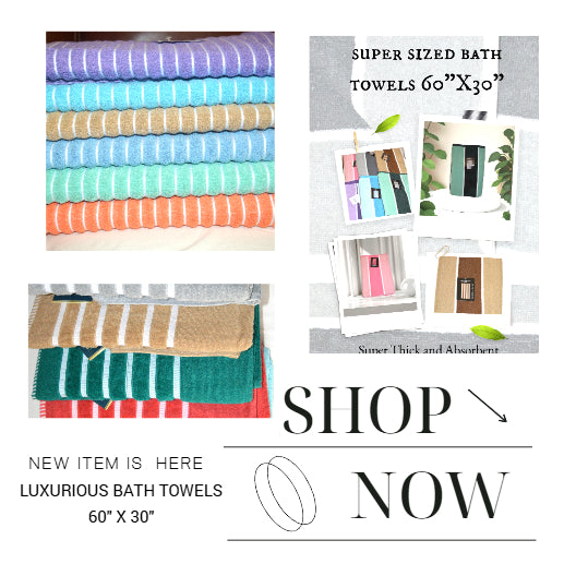 Luxury Striped Bath Towels 60" X 30"