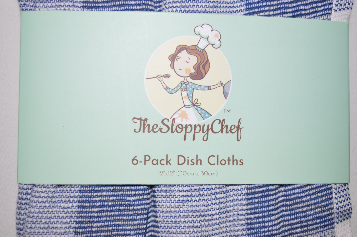 Dish Cloths 6-Pack 12 x 12 inches 100% Cotton, Reinforced Edges, Thick and Absorbent