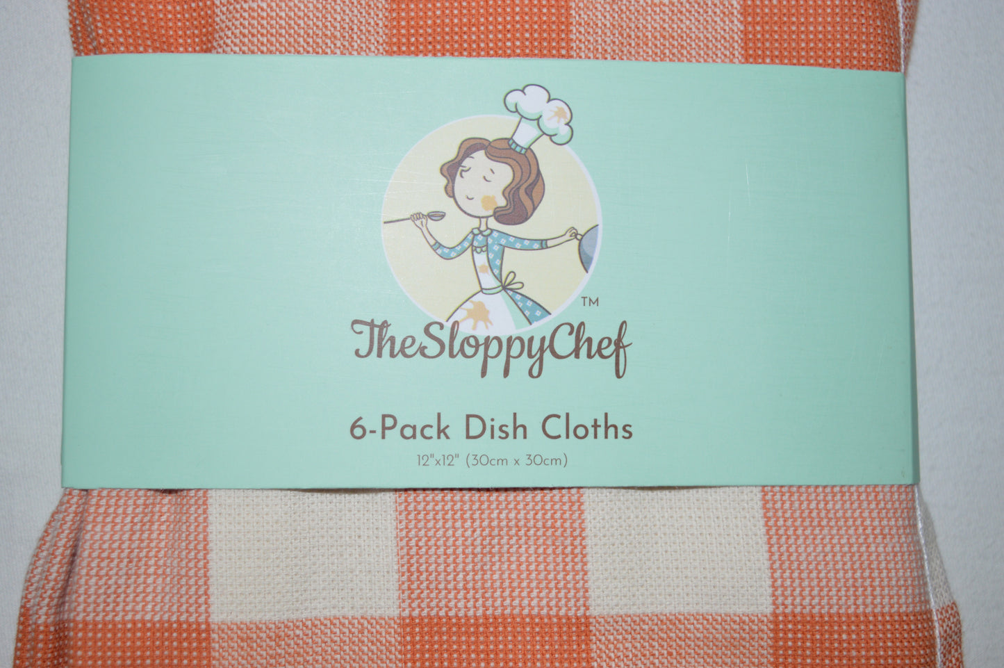 Dish Cloths 6-Pack 12 x 12 inches 100% Cotton, Reinforced Edges, Thick and Absorbent