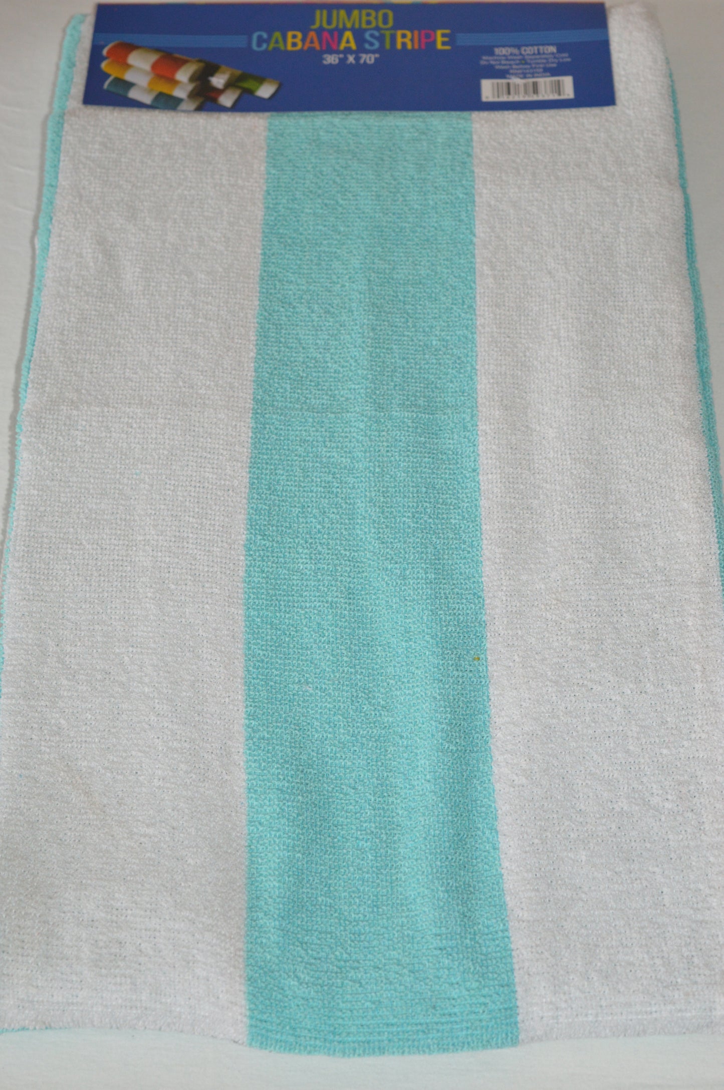 CABANA STRIPED BEACH TOWEL 36"x70" 100% COTTON THICK PLUSH MANY COLORS AVALABLE