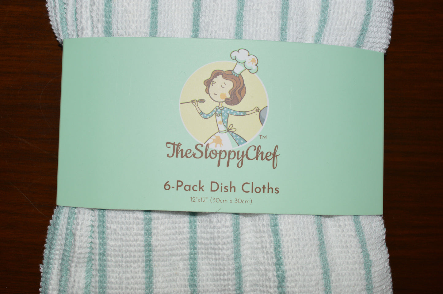 Dish Cloths 6-Pack 12 x 12 inches 100% Cotton, Reinforced Edges, Thick and Absorbent