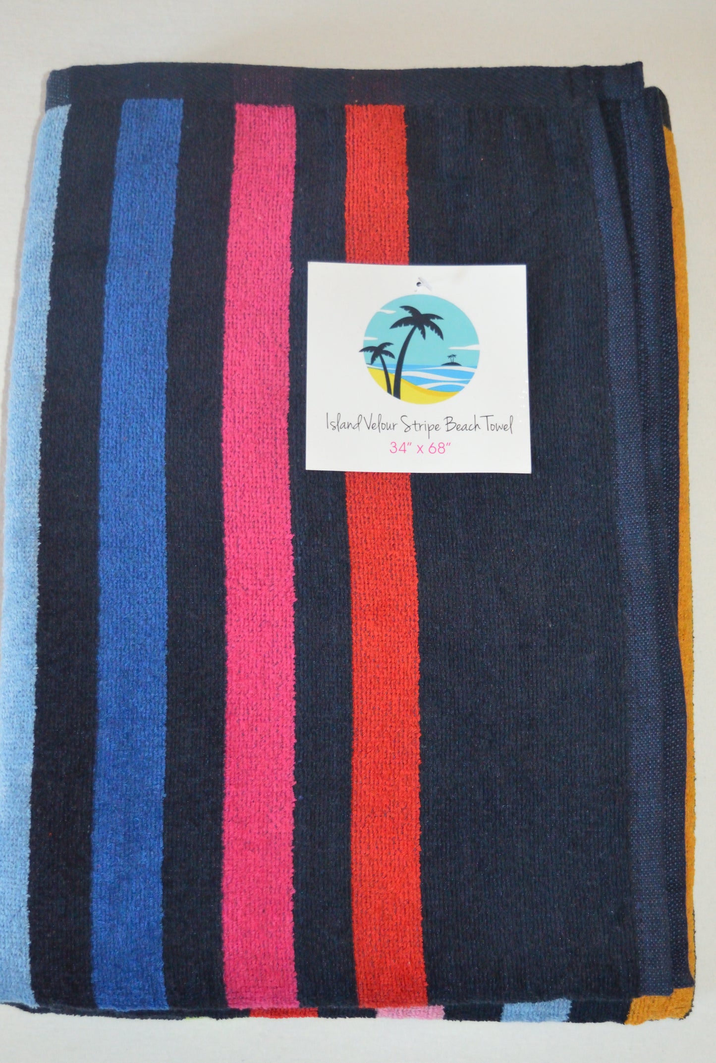 Island Velour Stripe Beach Towel