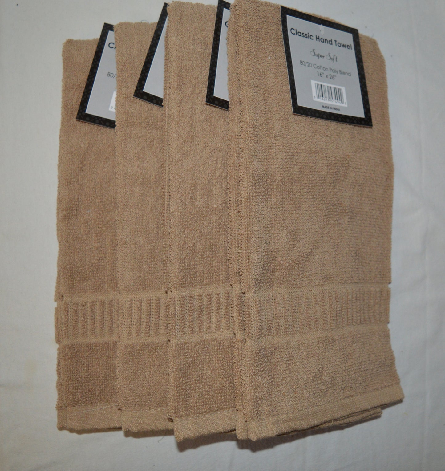 Set Of 4 Cotton Poly Blend Classic Hand Towels ,Super Sized 16”X26”, Extra Thick