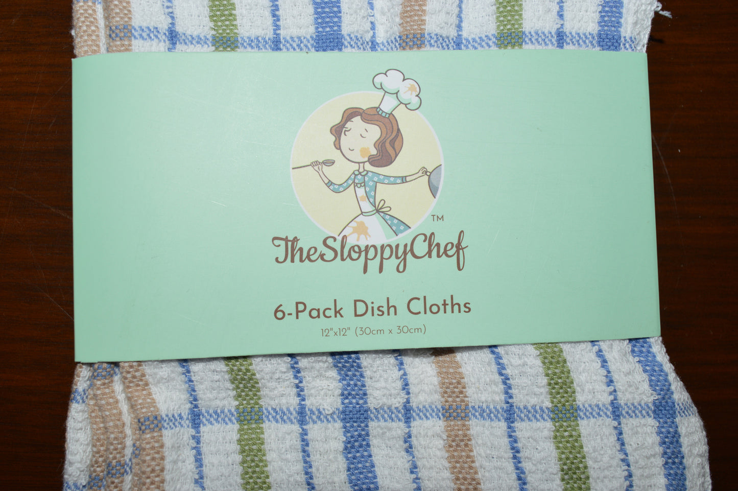 Dish Cloths 6-Pack 12 x 12 inches 100% Cotton, Reinforced Edges, Thick and Absorbent