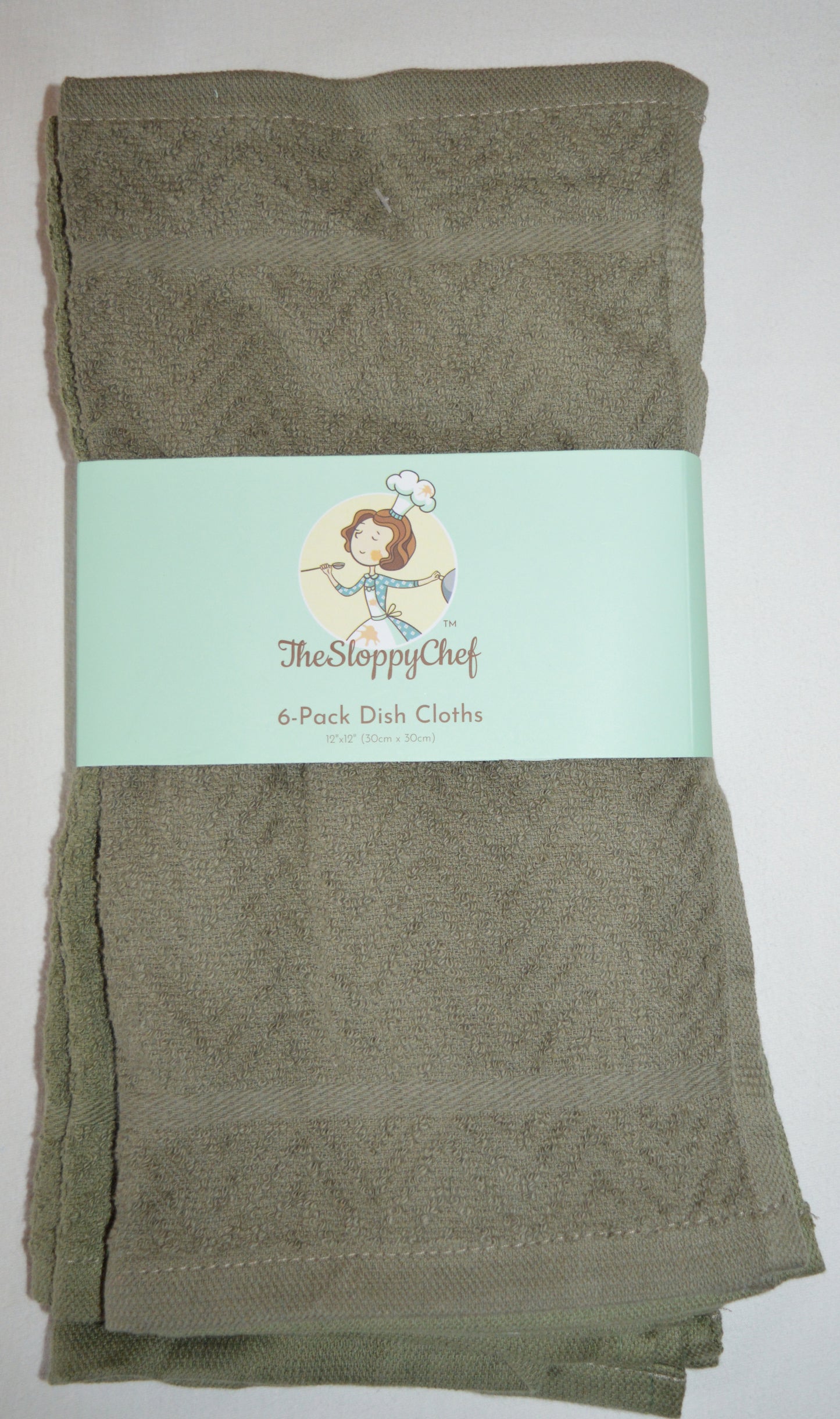 Dish Cloths 6-Pack 12 x 12 inches 100% Cotton, Reinforced Edges, Thick and Absorbent