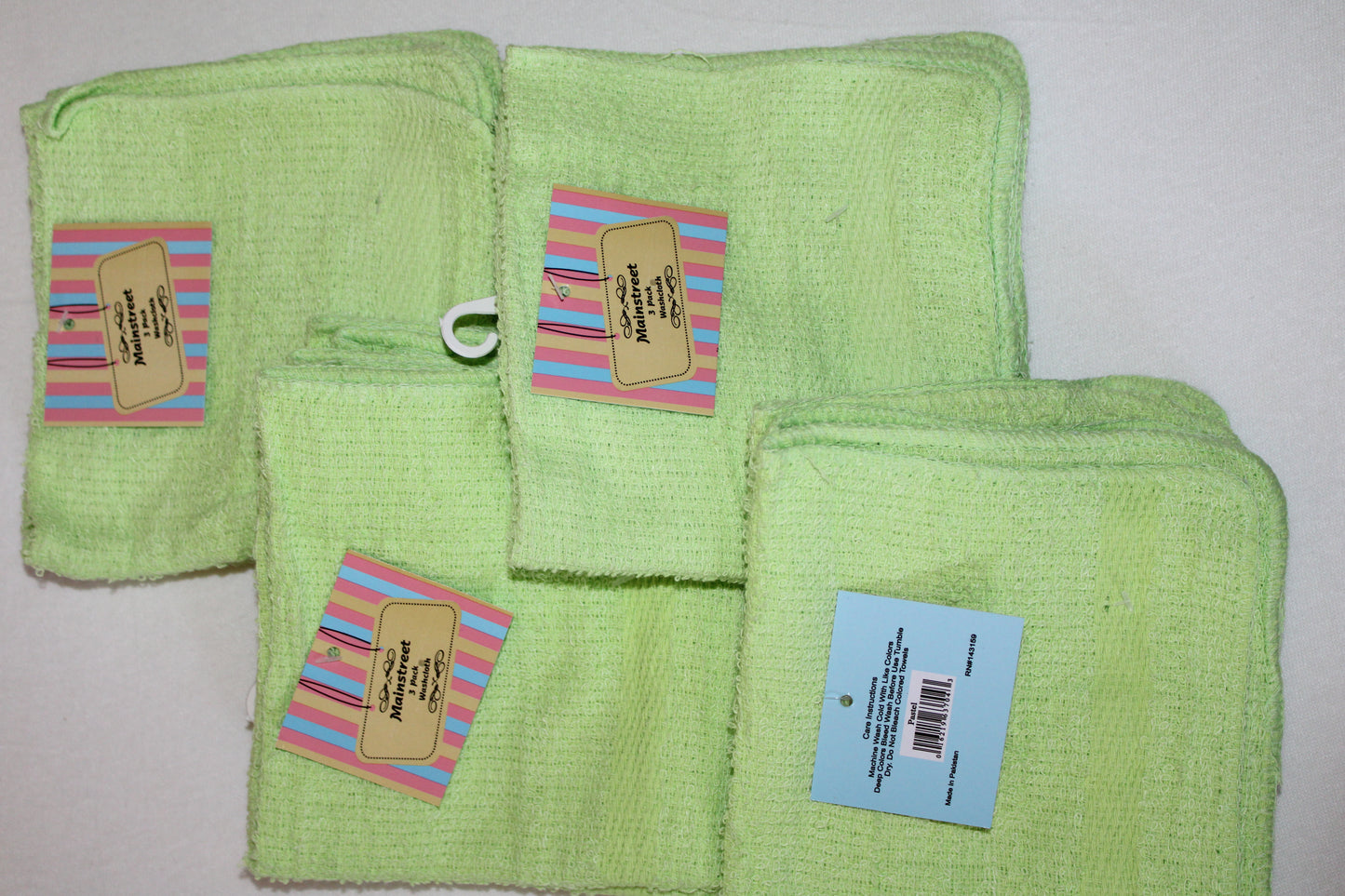 3 Pack Wash Clothes Pastel Colors 12”x12” 100% Cotton, Very Thick and Super Soft