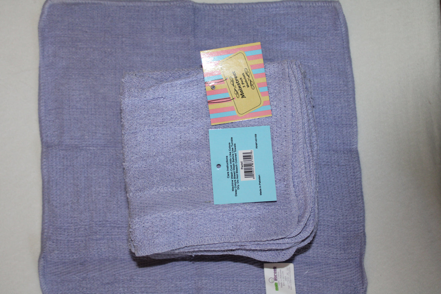 3 Pack Wash Clothes Pastel Colors 12”x12” 100% Cotton, Very Thick and Super Soft