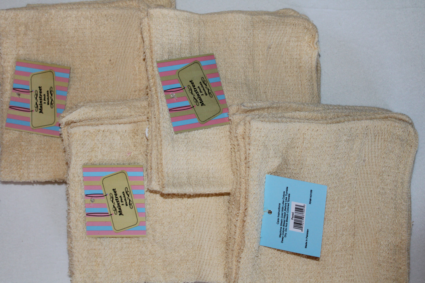 3 Pack Wash Clothes Pastel Colors 12”x12” 100% Cotton, Very Thick and Super Soft