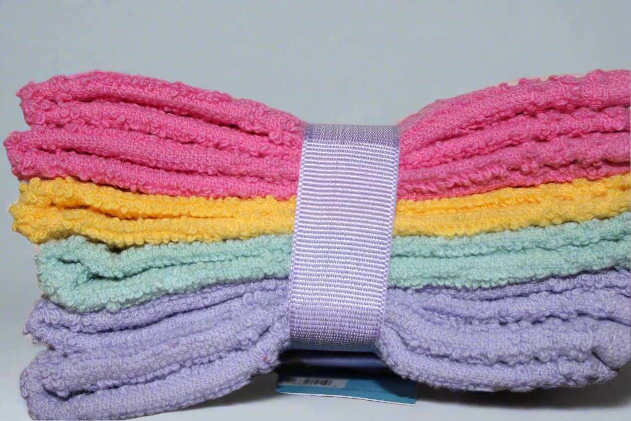 Washcloth 6 Pack 12"x12" White and Mix Colors Per 1 Pack 100% Cotton