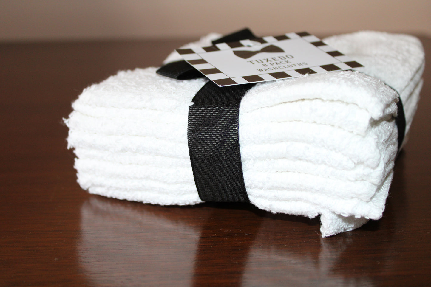 TUXEDO White Washcloth 8 Pack 100% Cotton ( Gift Pack)